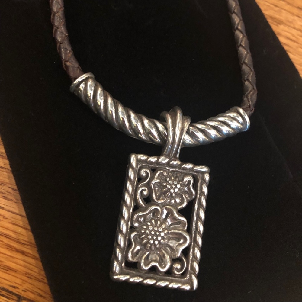 Brighton Leather Floral Necklace
